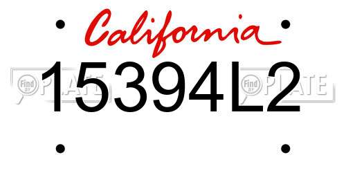 15394L2 California License Plate