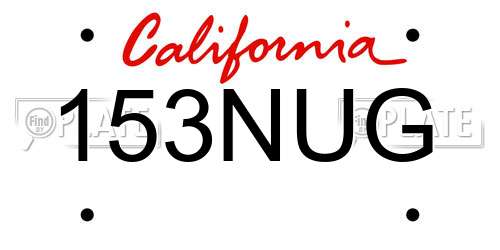 153NUG California License Plate