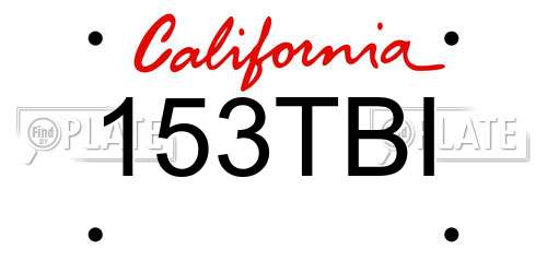 153TBI California License Plate