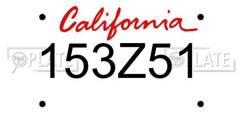 153Z51 California License Plate