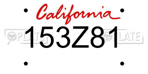 153Z81 California License Plate
