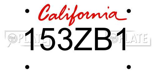 153ZB1 California License Plate