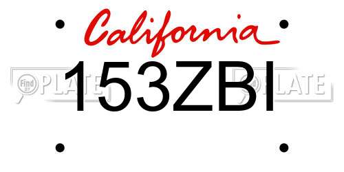153ZBI California License Plate