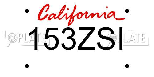 153ZSI California License Plate