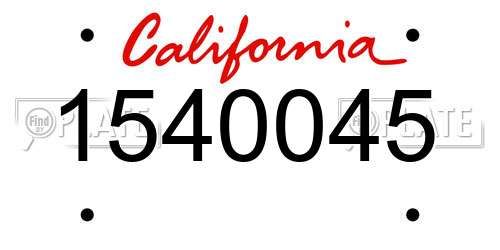 1540045 California License Plate