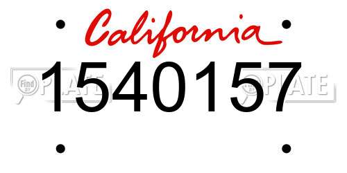 1540157 California License Plate