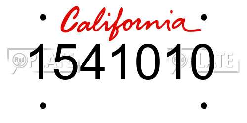 1541010 California License Plate