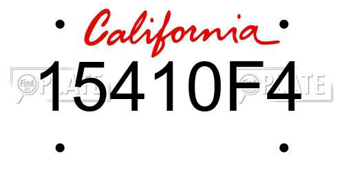 15410F4 California License Plate