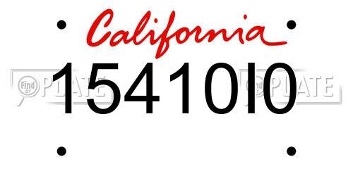 15410I0 California License Plate