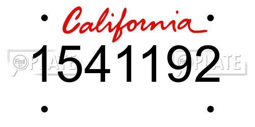 1541192 California License Plate