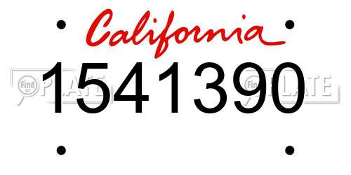 1541390 California License Plate
