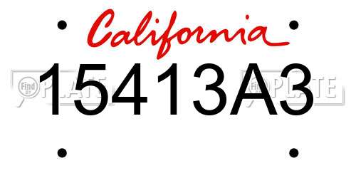 15413A3 California License Plate