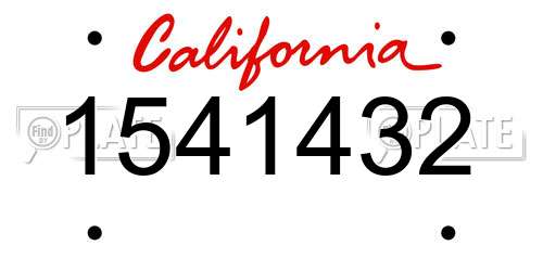 1541432 California License Plate
