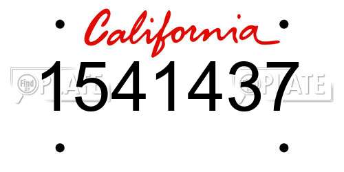 1541437 California License Plate