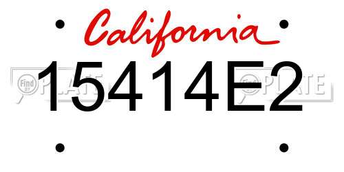 15414E2 California License Plate