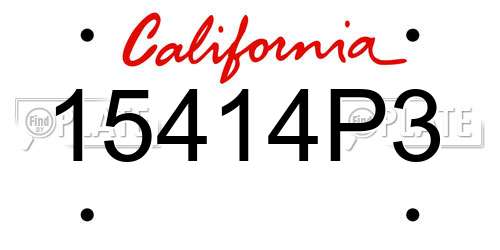 15414P3 California License Plate