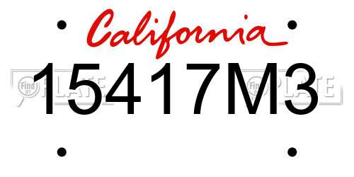 15417M3 California License Plate