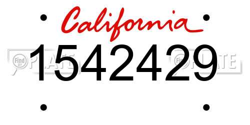 1542429 California License Plate