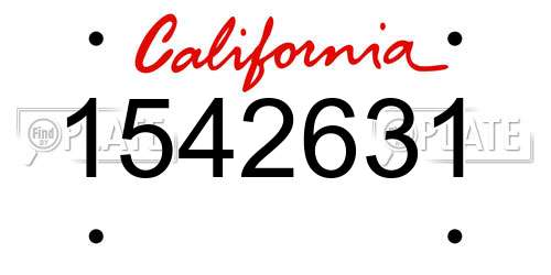 1542631 California License Plate