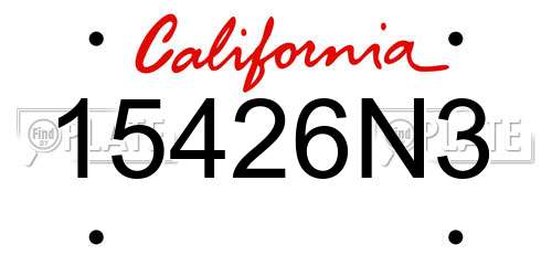 15426N3 California License Plate