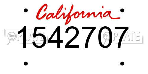 1542707 California License Plate