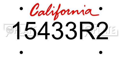 15433R2 California License Plate