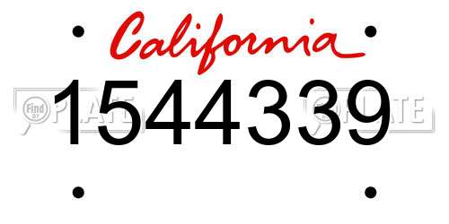 1544339 California License Plate
