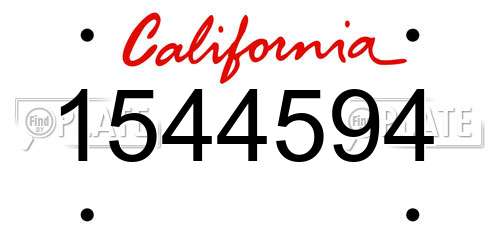 1544594 California License Plate