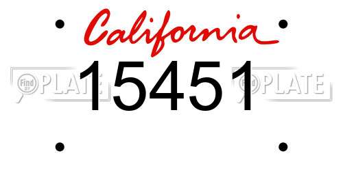 15451 California License Plate