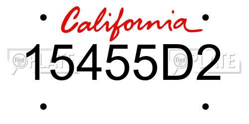 15455D2 California License Plate