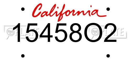 15458O2 California License Plate