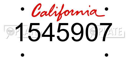 1545907 California License Plate