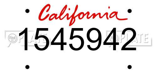 1545942 California License Plate