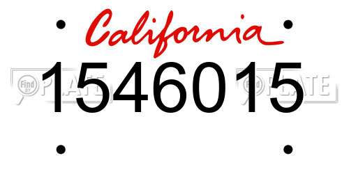 1546015 California License Plate