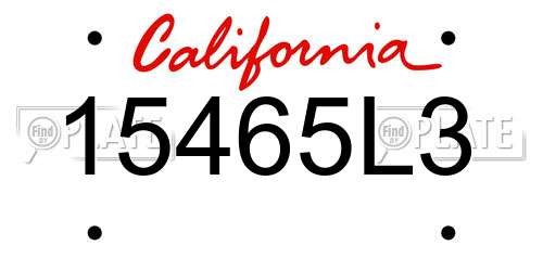 15465L3 California License Plate