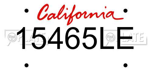 15465LE California License Plate