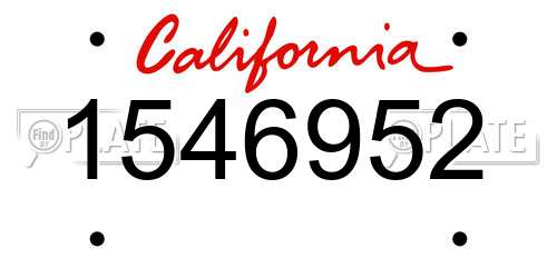 1546952 California License Plate