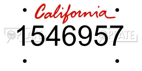1546957 California License Plate