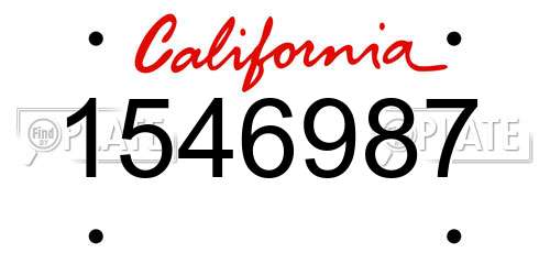 1546987 California License Plate