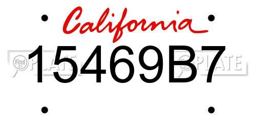 15469B7 California License Plate