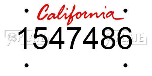 1547486 California License Plate