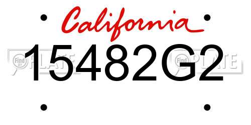 15482G2 California License Plate
