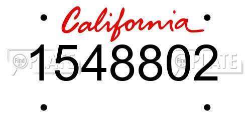 1548802 California License Plate