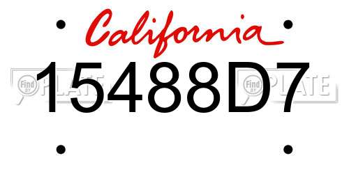15488D7 California License Plate