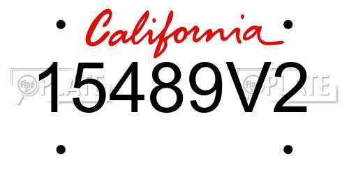 15489V2 California License Plate