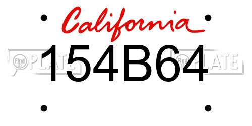 154B64 California License Plate