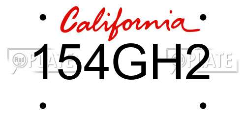 154GH2 California License Plate