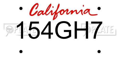 154GH7 California License Plate