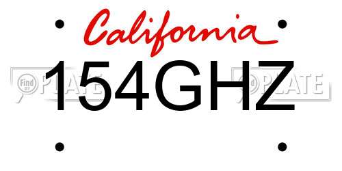 154GHZ California License Plate