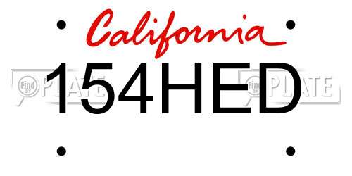 154HED California License Plate